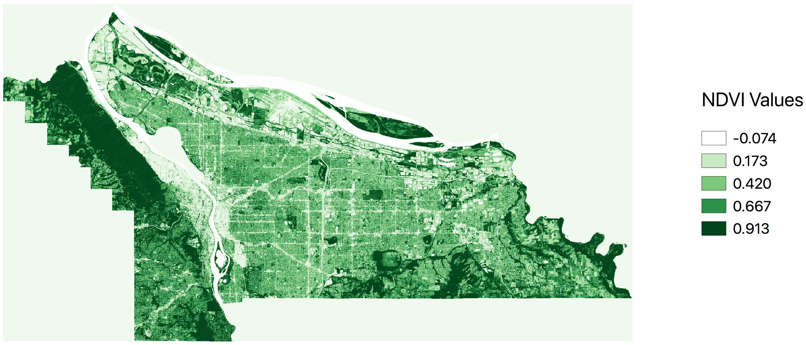 NDVI Multnomah County July 25th, 2019